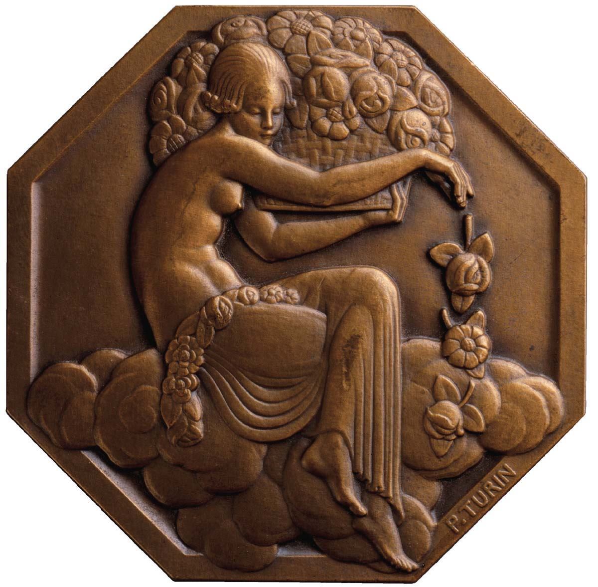 アールデコ　Pierre Turin Monnaie de Paris 1925 Pierre Turin Bronze Art Deco Exhibition Medal (Pendant