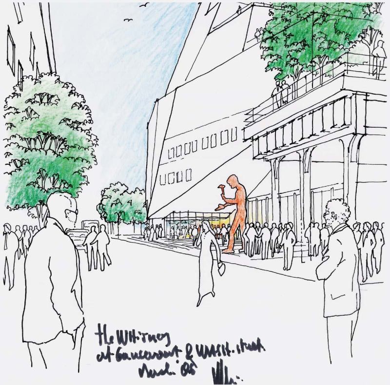 The Whitney Museum of American Art has released Renzo Piano's initial design for a new six-floor, 180,000-square-foot branch in Manhattan's Meatpacking District. Sited between the High Line and West Street, the building will feature 50,000 square feet of gallery space; an education facility, library, theater, study center, and roof gardens are also planned. For those wishing to experience the building on the cheap, entrance to a café, bookstore, and ground-floor exhibition gallery will be free of charge.