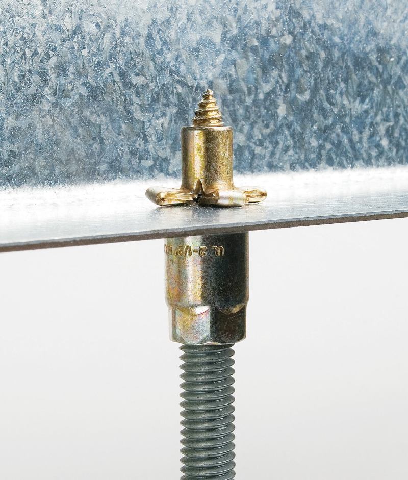 HangerMate threaded rod anchoring system



Elcowww.elcoconstruction.com

Can replace beam clamps, powder-actuated stud pins, eye sockets, or ceiling flanges



Eliminates prepunching or drilling of steel components



Only one driver needed for all anchor sizes, based on drive tool and material being fastened



Two head styles available



Wide array of thread and point styles for use in steel, concrete, masonry, or wood applications