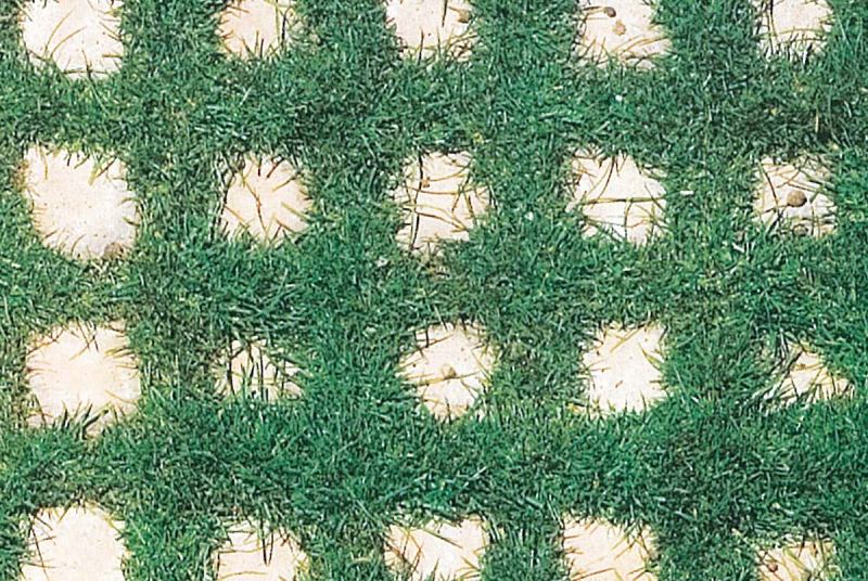 Drivable Grass

Soil Retention

soilretention.com

Porous, latticelike mat lets vegetation grow without compromising a solid, drivable surface - Mat flexes to accommodate uneven ground without breaking apart - Reportedly increases on-site water storage and decreases water runof 2-foot-square, 1.5-inch-deep pieces that weigh 45 pounds each