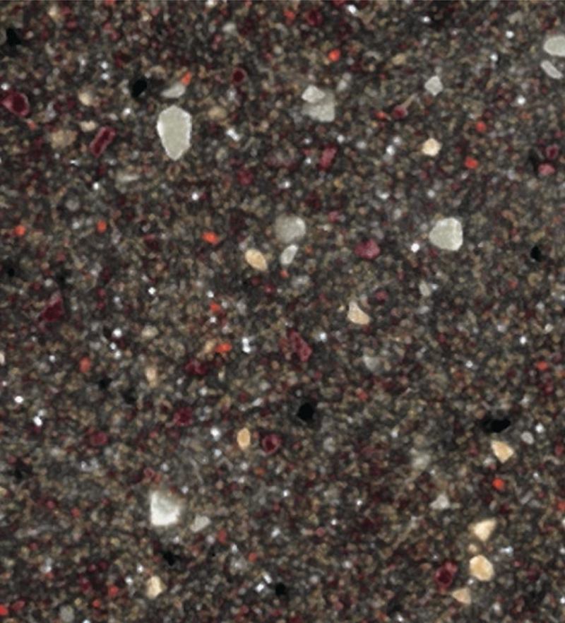 Staron



Samsung

staron.com

Acrylic solid surfacing - Contains minimum of 15% to 30% pre-consumer recycled resin and chip content (varies by collection) - Durable, stain-resistant, easy to clean, and repairable - Nonporous, preventing bacteria, mold, and moisture penetration - Available in 1/4"- and 1/2"-thick sheets