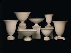 The Robert A.M. Stern Collection of cast-stone planters from Haddonstone was designed in collaboration with Robert A.M. Stern Designs. The first two ranges in the collection are the Athenian (shown) and the Olympian, both launched earlier this year. The Athenian range features assorted urns on bases inspired by Art Deco and Art Moderne ornaments. The Olympian range alludes to the shapes of ancient and neoclassical vessels and includes two bowls, two urns, and a tall, slim amphora. haddonstone.com