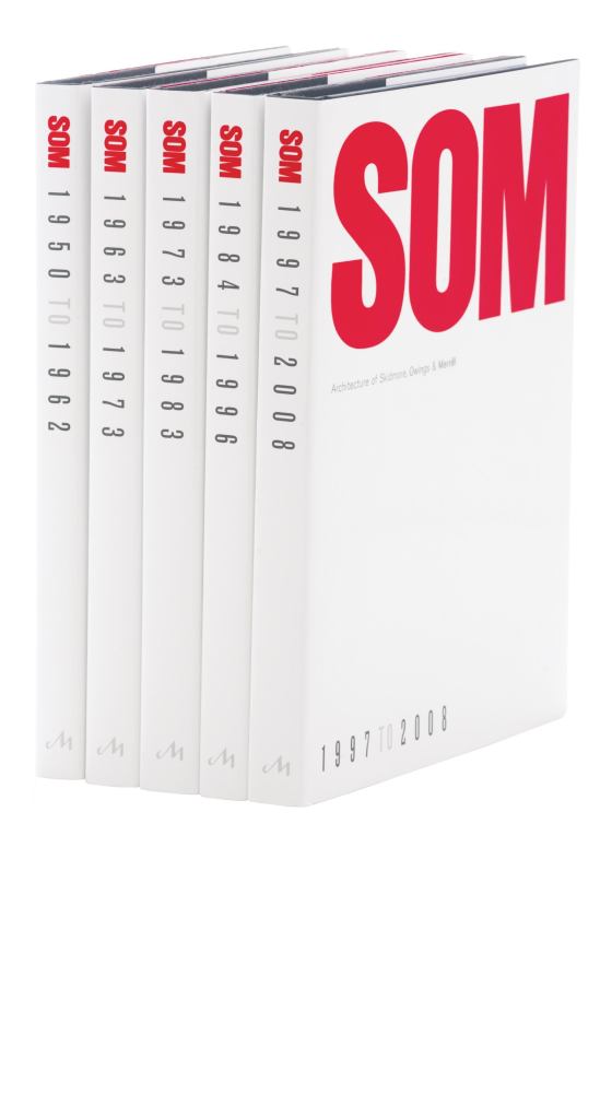 Book

 Skidmore, Owings & Merrill is the IBM of architecture: No other big U.S. firm can match SOM’s influence on corporate America. Now the blue-chip-to-beat can boast a monograph as monumental as its own legacy. Divided into five volumes, SOM: The Architecture of Skidmore, Owings &Merrill encompasses the years 1950 to 2008 and reproduces commentary from period luminaries such as Henry-Russell Hitchcock. $45–$60/volume; The Monacelli Press