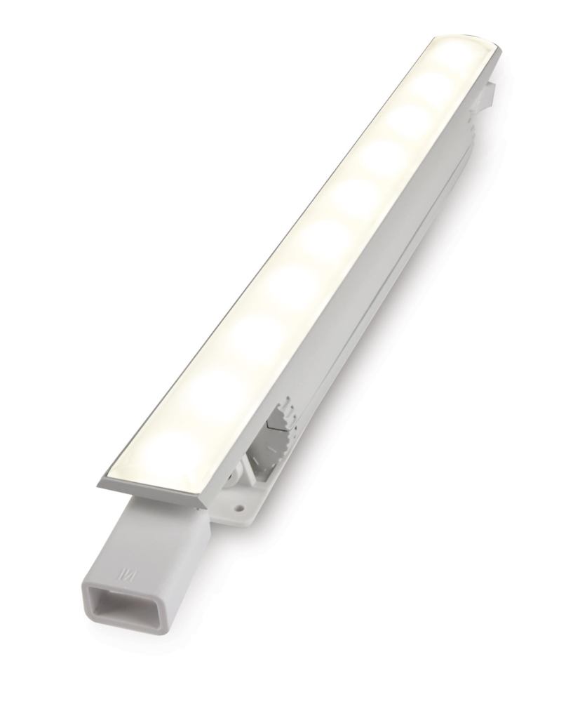 The eW Cove MX Powercore developed by Philips Color Kinetics is an LED replacement for high-output fluorescent cove lights. The lamp comes in four color temperatures, four solid colors, and with a wide-beam angle. It offers 52.7 lumens per watt and 600 lumens per square foot; dimming down to 1%; Energy Star approval; and Title 24 certification. colorkinetics.com
