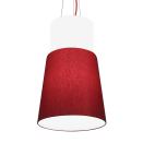 The Roccy series of luminaires from Solavanti Lighting offers textile lampshades in red, cypress, brown, and custom colors. The ROC320 (shown) comes in a conical shape, but other geometric shapes are available. All 13 luminaires contain a frosted mineral glass cylinder. solavantilighting.com