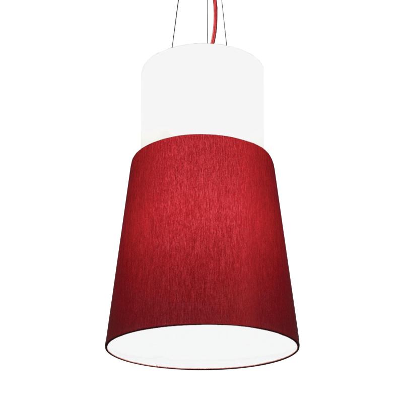 The Roccy series of luminaires from Solavanti Lighting offers textile lampshades in red, cypress, brown, and custom colors. The ROC320 (shown) comes in a conical shape, but other geometric shapes are available. All 13 luminaires contain a frosted mineral glass cylinder. solavantilighting.com