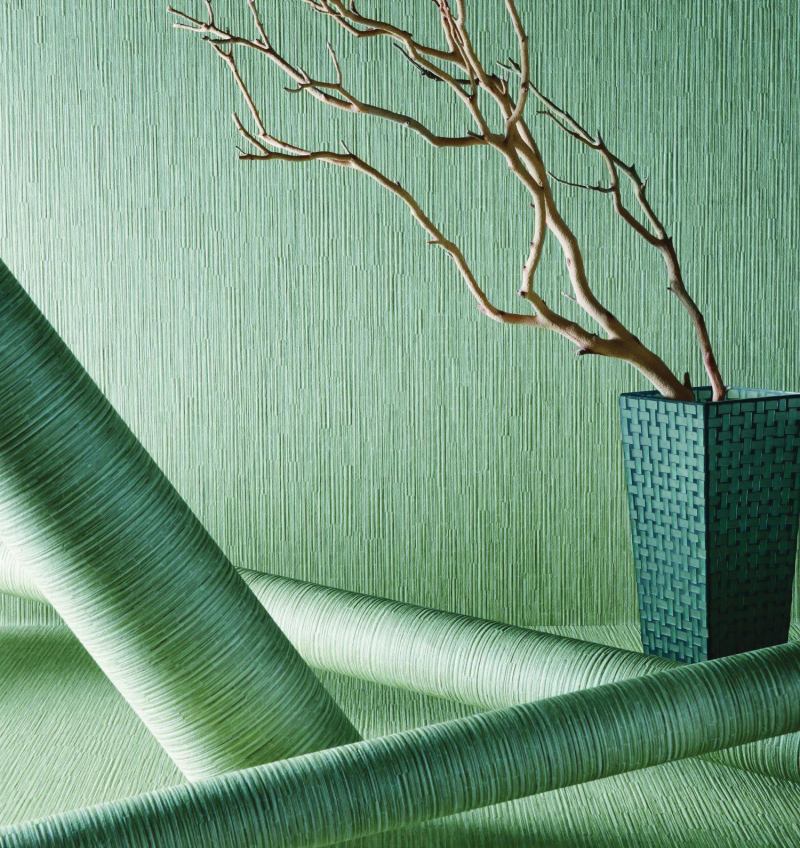 Tiki Recycled Wallcovering from Cirqa offers a tropical texture inspired by stone, beads, and natural reeds. It has a subtle multi-watercolor print and a bamboo texture with deep reedlike embossing and metallic accents. Its heavy texture makes it well suited for renovations with uneven walls. Low in VOCs due to its water-based inks and adhesives, Tiki is made with 20% recycled content drawn from parent company LSI Wallcoverings Second-Look recycling program. The Type II, 20-ounce vinyl wallcovering comes in 18 nature-inspired colors from blue-green pear to beachy sand to earthy curry. It measures an average of 52" to 54" wide. www.cirqawallcovering.com