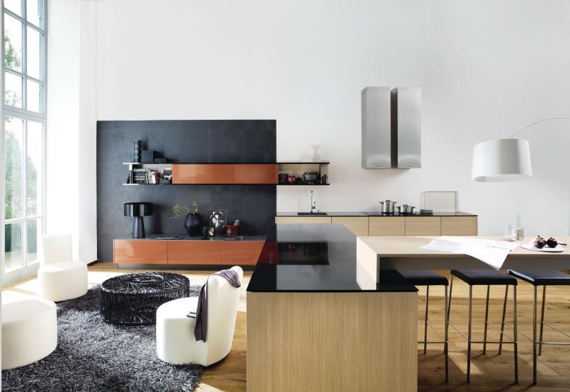 Poggenpohl now offers new mineral-inspired colors for its kitchen fronts: cubanite (beige), oxide (light blue), fluorite (medium green), and curite (coppery orange, shown). These are designed to reflect the trend toward adding more color without being too loud. All colors are available as a melamine coating, as a melamine with shiny poly-gloss coating, as a water-based lacquer, or as a high-gloss lacquer. They can be ordered for a complete kitchen or used for a dash of color on individual kitchen elements. Additionally, the company now also offers cabinet fronts in polar white, sand pine (wood finish), and holm oak (wood veneer) colors. poggenpohl.com