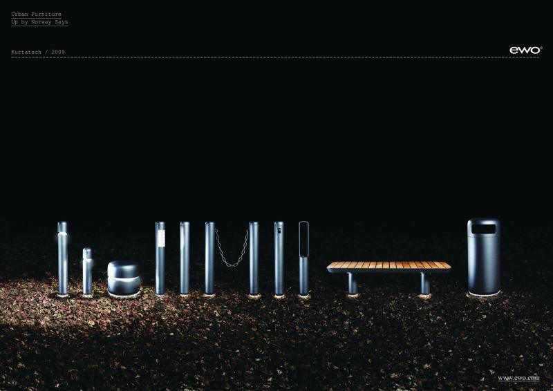 A collaboration between Italian manufacturer Ewo and Norwegian design team Norway Says, the Up product line consists of lighting and fixtures for urban environments, including illuminated bollards, bike stands, a waste receptacle, and seating that allows city planners to design an area with a unified aesthetic. The line started with a bollard and then additional pieces were created by making incisions and small changes to the original bollards shape. All items in the line feature built-in LED lighting at ground level. The product line is made of high-grade, hot-dip galvanized steel. The Up seating bench is topped with waterproof oak. ewo.com