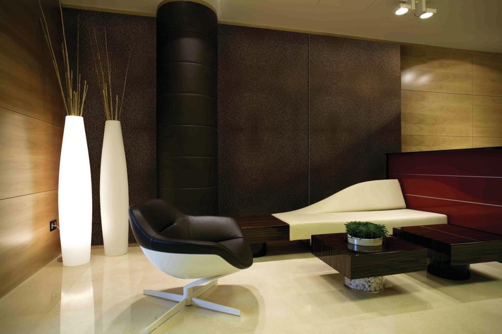 The Dimension Walls line by MDC Wallcoverings offers 3D wallcovering options that create distinct accents and add texture to a room. Two new additions to the zero-VOC lineElliptical and Hammeredbring the total texture options up to nine. Designers can choose from 28 standard finishes, some of which are half postindustrial recycled content. The panels have an overlapping lip to create an almost seamless wall application. mdcwall.com; 847.437.4000.