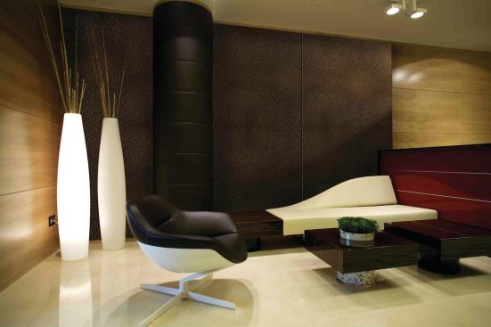 The Dimension Walls line by MDC Wallcoverings offers 3D wallcovering options that create distinct accents and add texture to a room. Two new additions to the zero-VOC lineElliptical and Hammeredbring the total texture options up to nine. Designers can choose from 28 standard finishes, some of which are half postindustrial recycled content. The panels have an overlapping lip to create an almost seamless wall application. mdcwall.com; 847.437.4000.