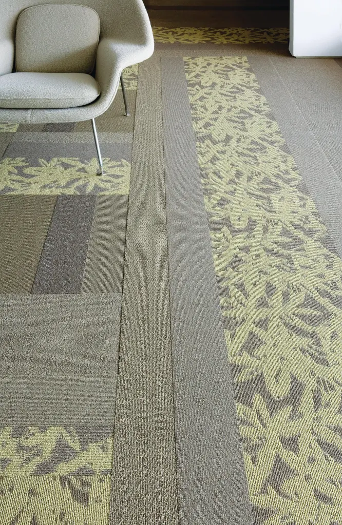 An addition to Tandus’ Manufactured Landscapes collection, the Landscape Patterns line offers a choice of three designs and two formats, 24" modular tiles or low-VOC Powerbond VCTT (variable cushion tufted textile) carpets. The Squiggle Ray, Blade Curve, and Hybrid patterns are made of 100% recyclable, close-loop Antron face fiber, which includes 95% solution-dyed Lumena. Custom logos can be incorporated into any of the 12 Manufactured Landscapes colorways.

tandus.com