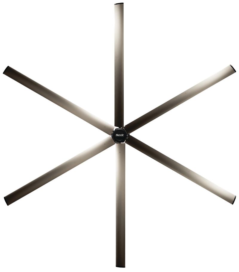 The MacroVoltaic fan from MacroAir Technologies is a solar-powered high-volume low-speed (HVLS) industrial fan. HVLS fans generate a column of air that flows down to the ground and outward 360 degrees, allowing air to mix and circulate more efficiently and generate less noise and dust than other industrial fans, according to the company. Because MacroAir fans use only 400W of power, they are suitable for smaller, less-expensive solar panels. MacroVoltaics panels have a 20-year warranty, and are rated for full sunlight. The system also includes a standard remote control, an optional auxiliary power supply, and an optional battery backup. macro-air.com