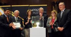 The L Prize award ceremony. From left to right: Arun Majumdar, director of ARPA-E; Zia Eftekhar, CEO, Philips Lighting North America; Senator Lisa Murkowski, R-Alaska; Senator Jeff Bingaman, D-New Mexico; Liesel Whitney-Schulte, commercial program manager for the Wisconsin Energy Conservation Corp.; and Ed Crawford, general manager of lamps, lighting systems and controls, Philips Lighting.