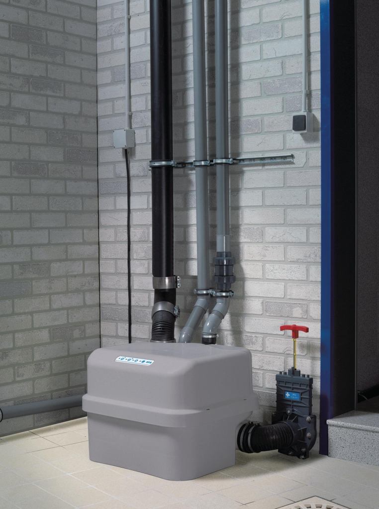 The Sanicubic Classic is a grinder system that reduces solids in the wastewater system.