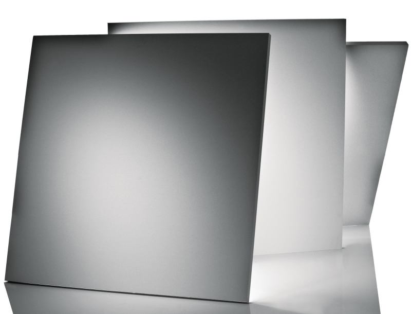 Ecophon Master Solo S suspended ceiling panels from CertainTeed feature 75% recycled content, Class A sound absorption, and painted edges. Manufactured out of high-density fiberglass, the surface offers 85% light reflectivity and 99% light diffusion. The panels are hung by wires fastened to suspension wire anchors. Sizes include 48" square and 48" by 96". ¢ certainteed.com/ceilings