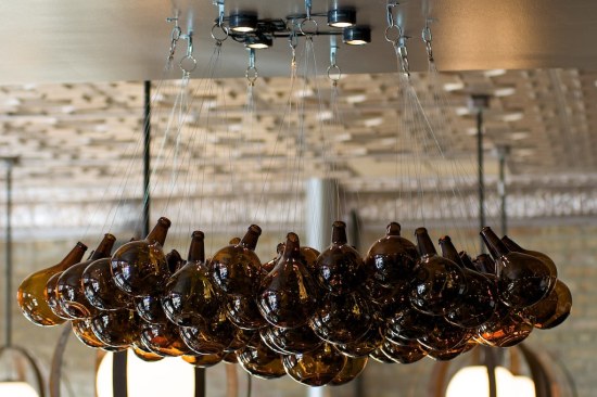 Chandelier made from recycles beer bottles
