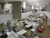Nissan Americas North American headquarters in Nashville blends "open and closed offices, [and] shared and enclosed spaces," says Gresham, Smith and Partners interior designer Julie Roquemore.