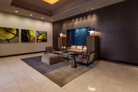Walls shown in Bonded Bronze with Dark Patina and custom pattern at Residences at the InterContinental, Boston, Massachusetts