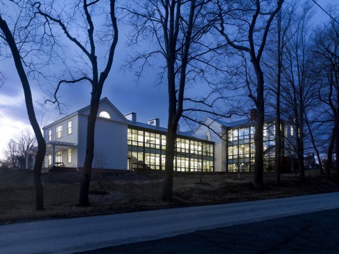 Curtainwall adds a contemporary, sustainable element to a decidedly traditional design