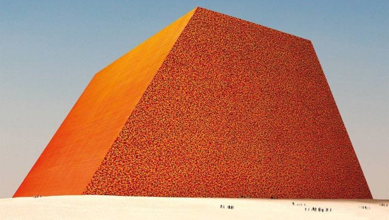 The Mastaba project, a 150-meter-tall monument made of painted oil barrels