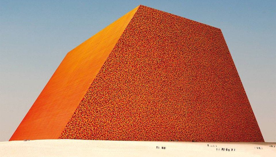 The Mastaba project, a 150-meter-tall monument made of painted oil barrels