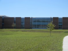 Part of the curtain wall had to meet a 2-hour rating because it was adjacent to a 2-hour block wall through the interior.  The designers wanted to maximize daylight and maintain a uniform look so fire rated glass was incorporated in the curtain wall.