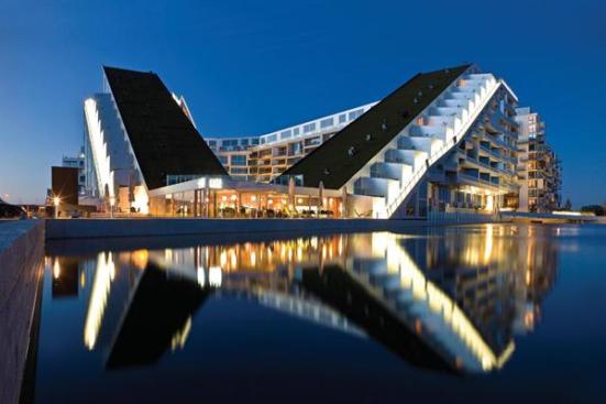 Commercial spaces are located on the ground level.