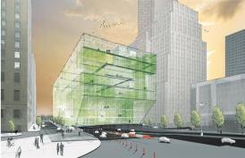 At the charrette, Lewis.Tsurumaki.Lewis proposed an ?urban sponge? atop the Brooklyn-Battery Tunnel. Part sculpture, part infrastructure, the structure cleans the air using a combination of plants and wind turbines. It would be crisscrossed by pedestrian walkways so that area residents could enjoy the verdant space.