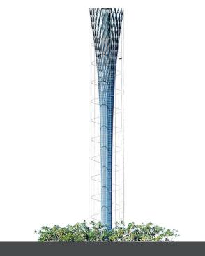 Solar tube density varies on the different faces of the tower. The highest concentration is on the south fa?ade, in an effort to harness the maximum amount of solar energy to convert to steam power.
