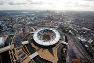 Aerial view of Populous's Olympic Stadium in London.