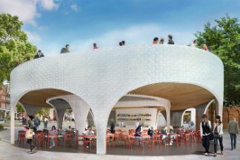 View of Cafe Interior from West side.