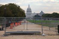 Barricades on the National Mall.