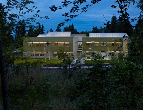 Two-story school nestled into landscape