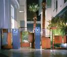 On the Howard Street side, a custom steel gate welcomes residents with more subtle hits of color.