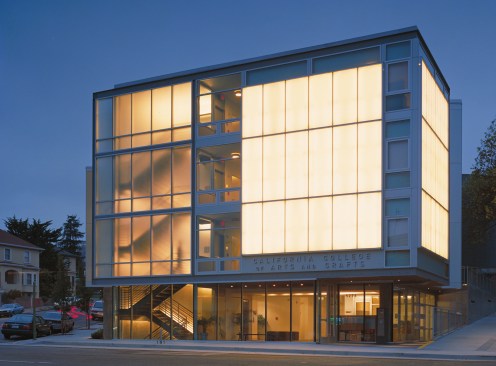 The dorms Broadway facade sits like a beacon on one of Oaklands main thoroughfares.