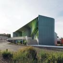 Woods Bagot designed a colorful, geometric
 façade for the Knox Innovation Training Opportunity and Sustainability 
Centre to make a vivid impression on its students, who are interested in
 pursuing future careers in sustainability.