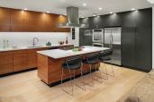 The owners of this three-story weekend retreat in Austin, Texas, sought to fix structural problems while updating the space in a contemporary style.