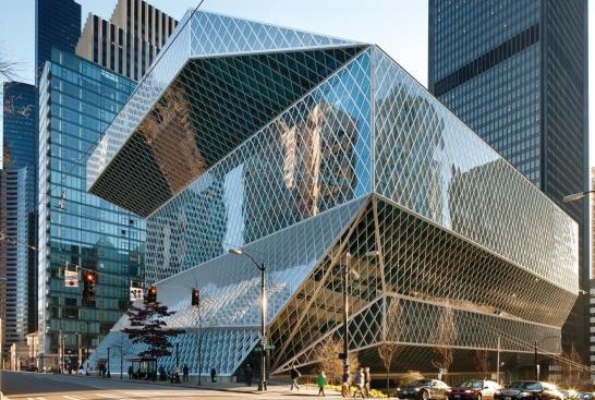 The Seattle Central Library, designed by OMA with LMN Architects, opened in 2004 amid glowing tributes from critics. Two million visitors enter its doors each year, a quarter of whom are tourists.