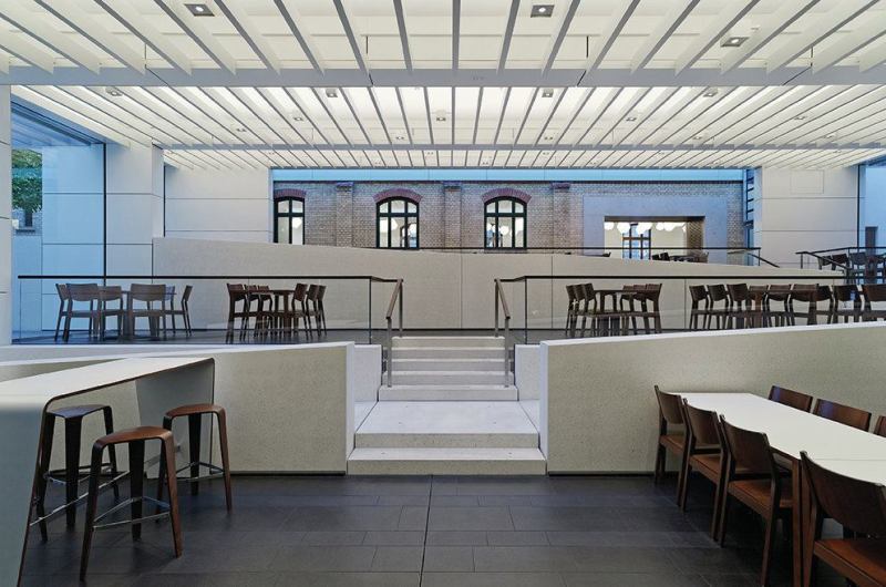 A view of the new casino space at Stuttgart, Germany-based insurance company WGV's headquarters. It serves as a central gathering spot and self-service cafeteria for employees.