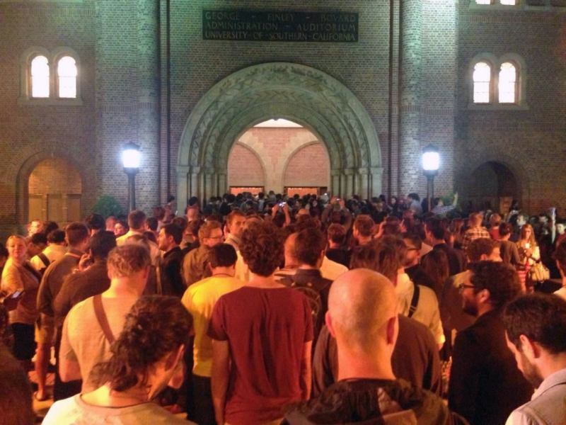 Crowds gathered at the University of Southern California to hear a keynote by Zaha Hadid.