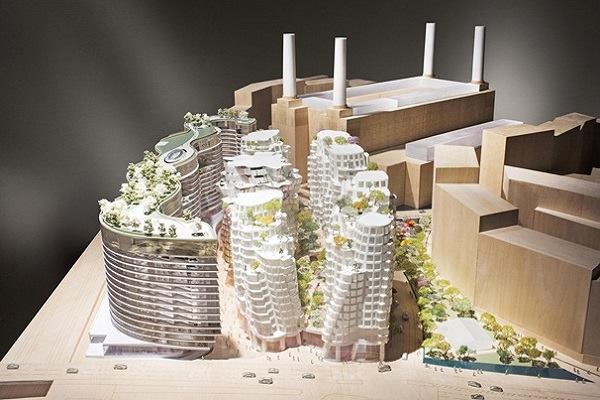 In this view, the Skyline building (designed by Foster + Partners) appears on the left, and the Prospect Place development (designed by Gehry Partners) appears at center.