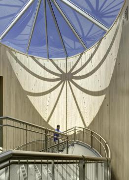 The+lobby+of+the+University+of+Michigan+Energy+Institute+features+a+sundial+that+tells+the+solar+time+of+day+in+Ann+Arbor.+One+can+delineate+the+time+difference+to+other+important+cities+throughout+the+globe.+