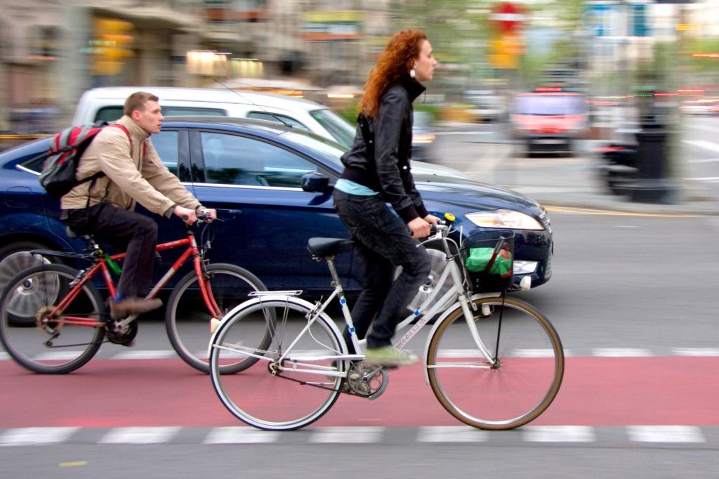 Bike lanes in Barcelona.