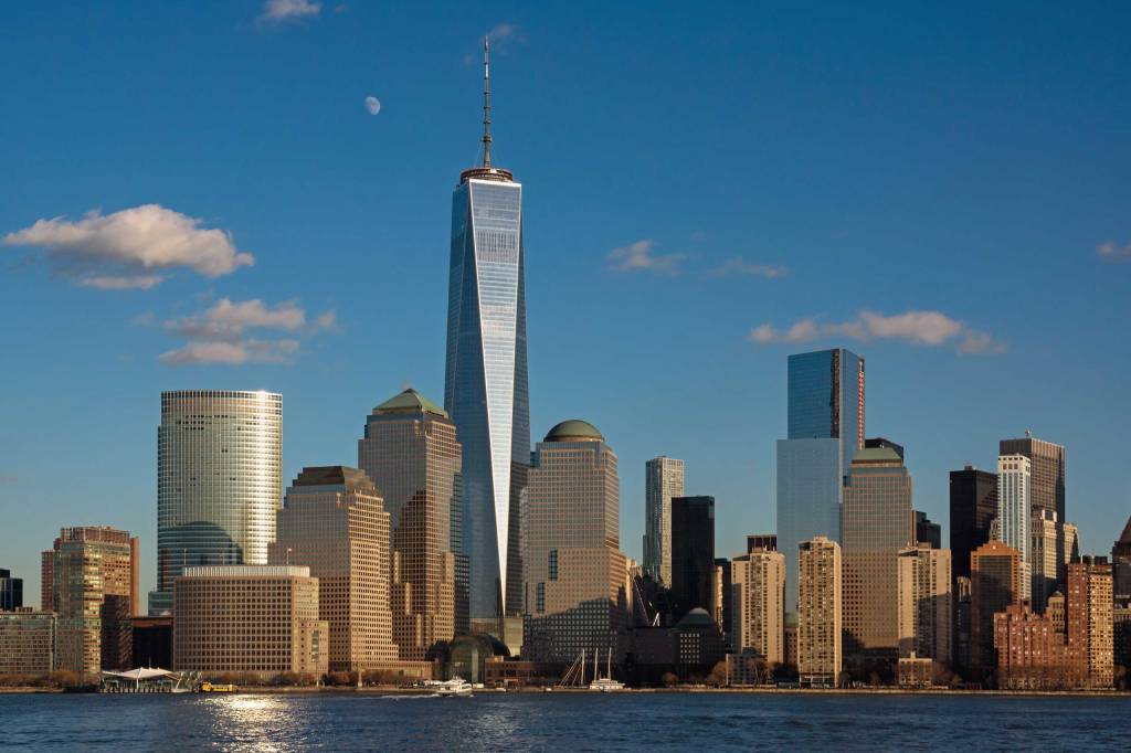 New York Financial Center at dusk