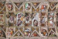 A detail of the Sistine Chapel’s ceiling after the lighting refurbishment and illuminated with the new custom LED lighting system.