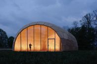 Landesgartenschau Exhibition Hall is the first structure to be made entirely of robot-fabricated plates, according to Stuttgart University.