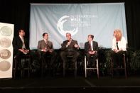 U.S. Green Building Council CEO Rick Fedrizzi (center) speaks to attendees during a keynote panel at the International Well Building Institute's conference in New Orleans last week. From left to right: Paul Scialla, founder and CEO of Delos and the International Well Building Institute; Drew Brees, New Orleans Saints' quarterback; Fedrizzi; Dr. Michael Roizen, chief wellness officer at the Cleveland Clinic; and Laura Turner Seydel, chairperson at the Captain Planet Foundation.