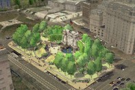 Aerial view of Kimmel Studio's shortlisted submission to the National World War I Memorial design competition. 