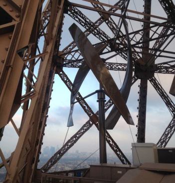 One of two wind turbines recently installed on the Eiffel Tower in Paris.